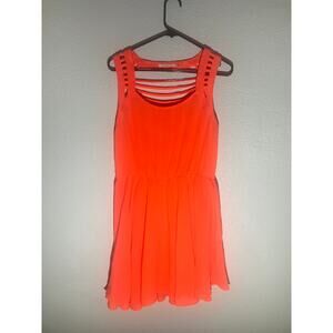Vibrant Neon Coral Sleeveless Mini Dress – Mustard Seed – Size M